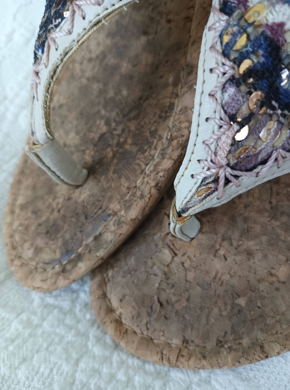 The Sak Embroidered Cork Thong Sandals Boho Hippy Beach Summer Festival Flats 9 - Picture 5 of 9